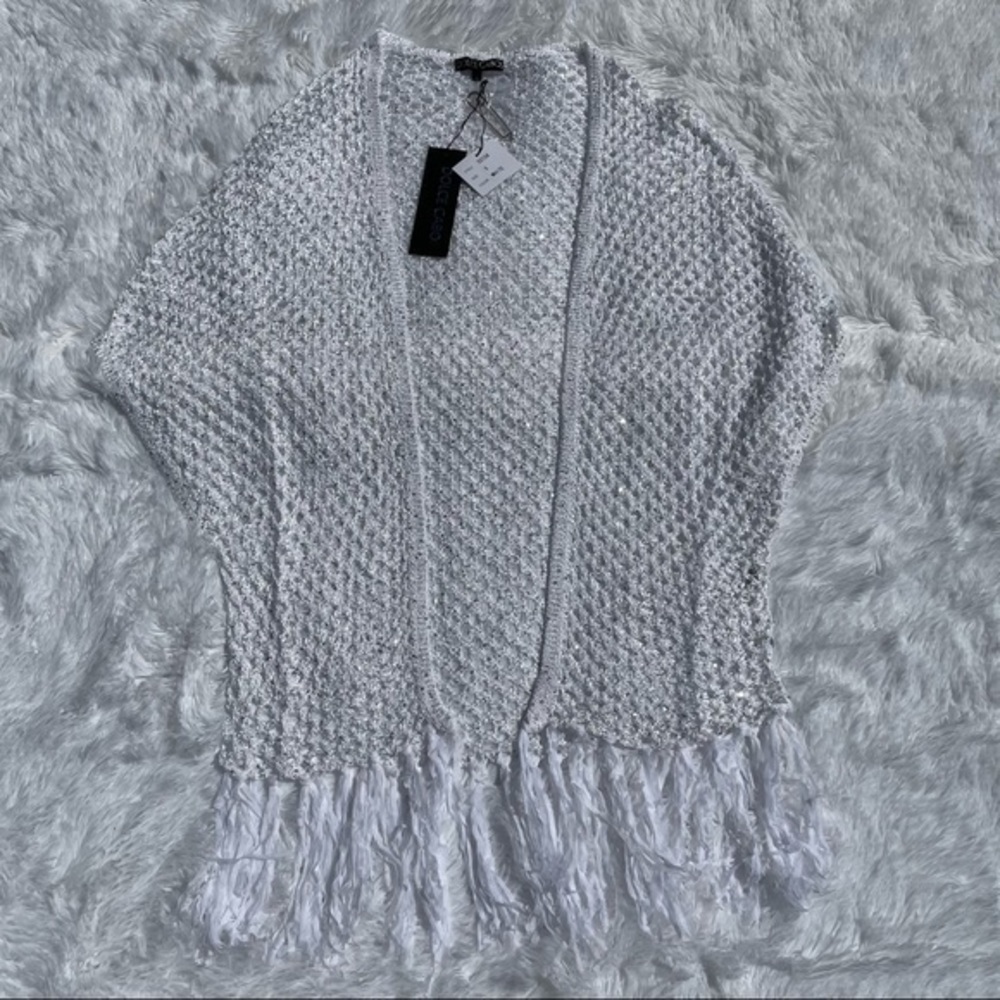 DOLCE CABO White Crochet Tassel Cardigan Small - Picture 4 of 9